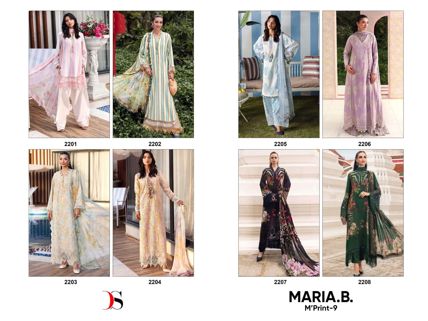 DEEPSY SUIT MARIA B PRINT VOL-9 2201 TO 2208 Series Cotton Printed Pakistani Suit