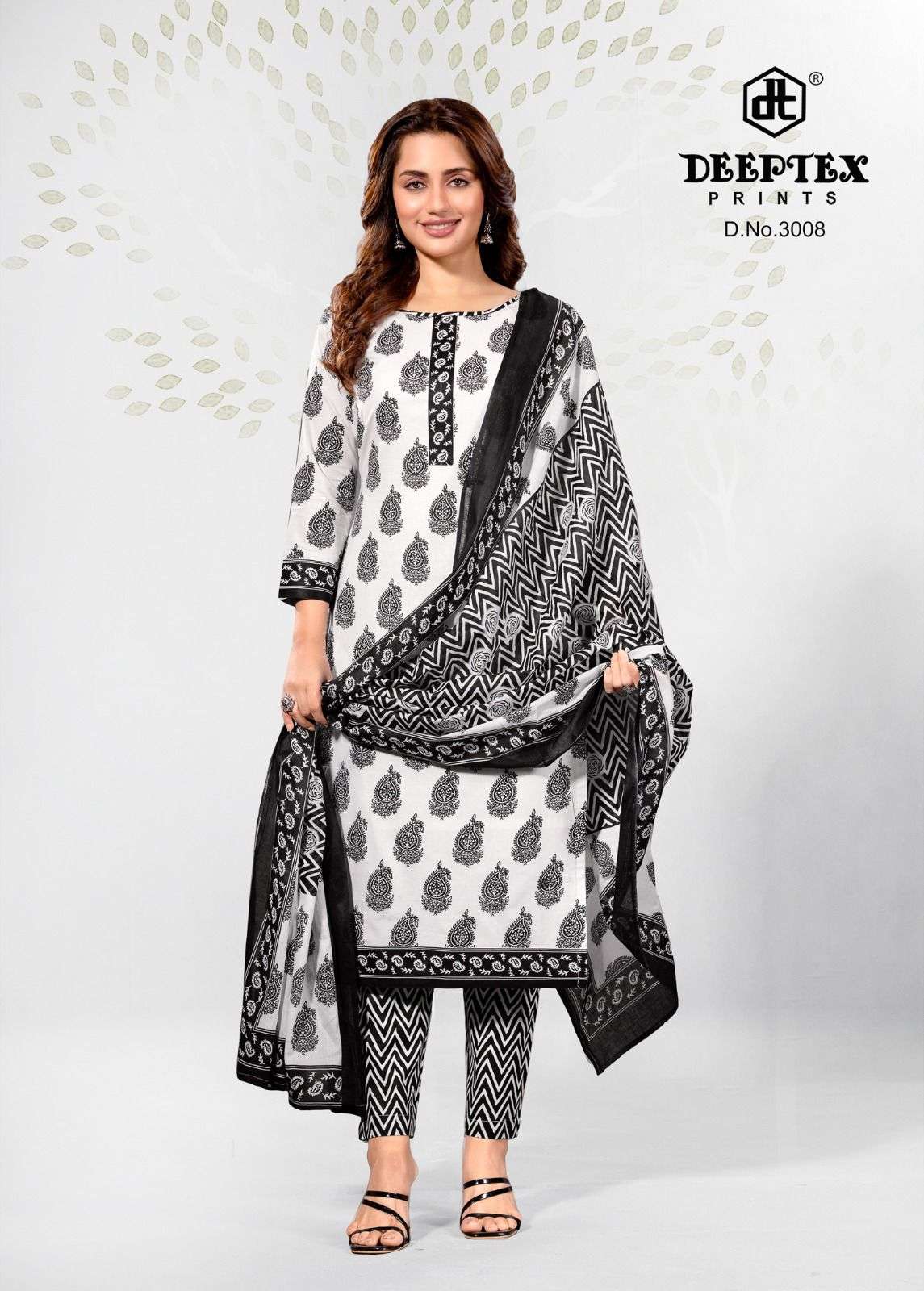 Deeptex Aaliza Black And White Vol - 3 Cotton Pakistani Suit - Amrah Wholesale