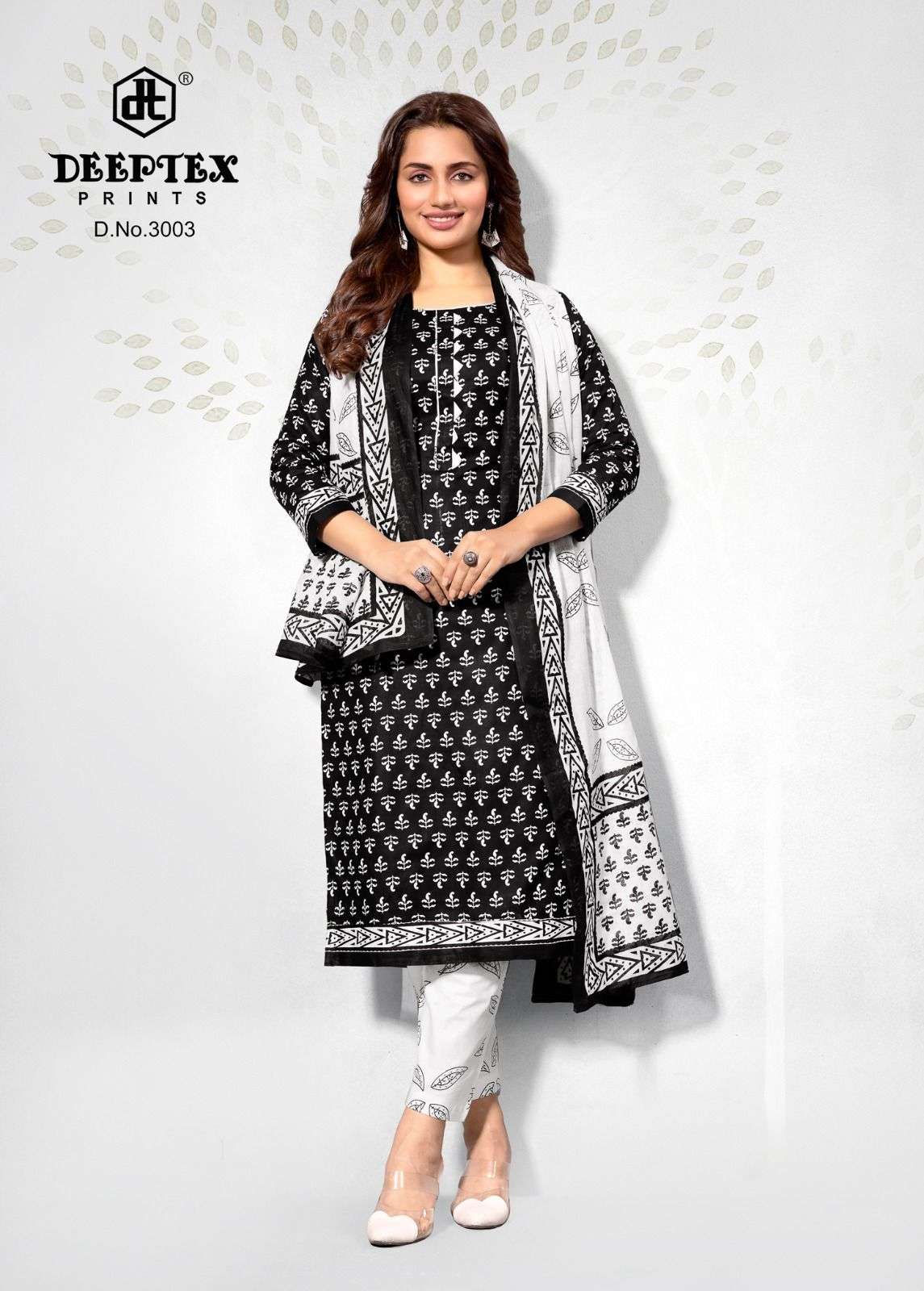 Deeptex Aaliza Black And White Vol - 3 Cotton Pakistani Suit - Amrah Wholesale