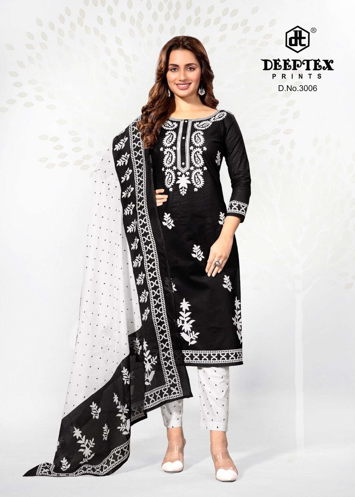 Deeptex Aaliza Black And White Vol - 3 Cotton Pakistani Suit - Amrah Wholesale
