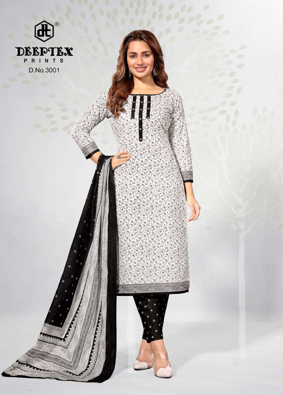 Deeptex Aaliza Black And White Vol - 3 Cotton Pakistani Suit - Amrah Wholesale