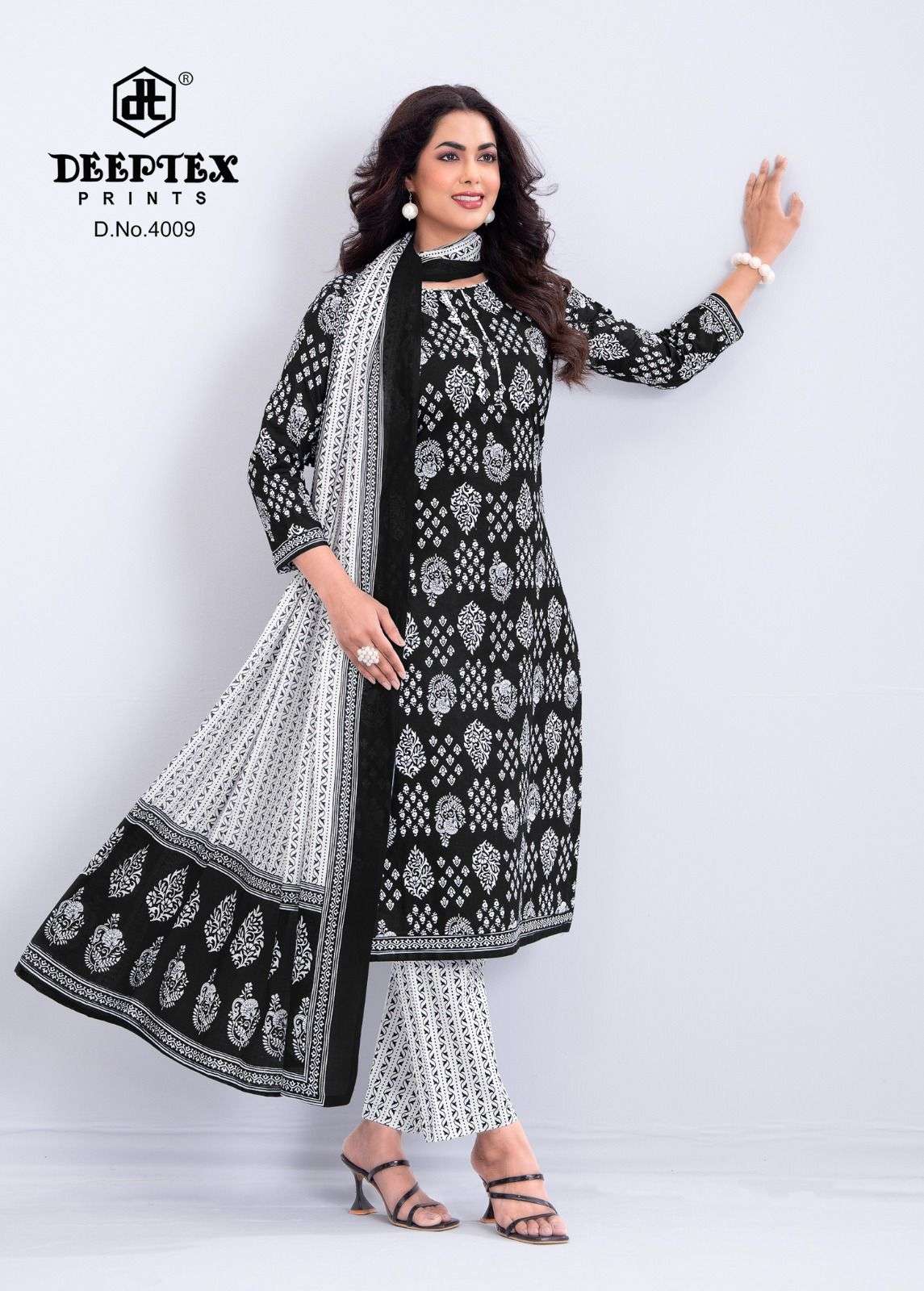 Deeptex Aaliza Black And White Vol 4 Pure Cotton Dress Material - Amrah Wholesale