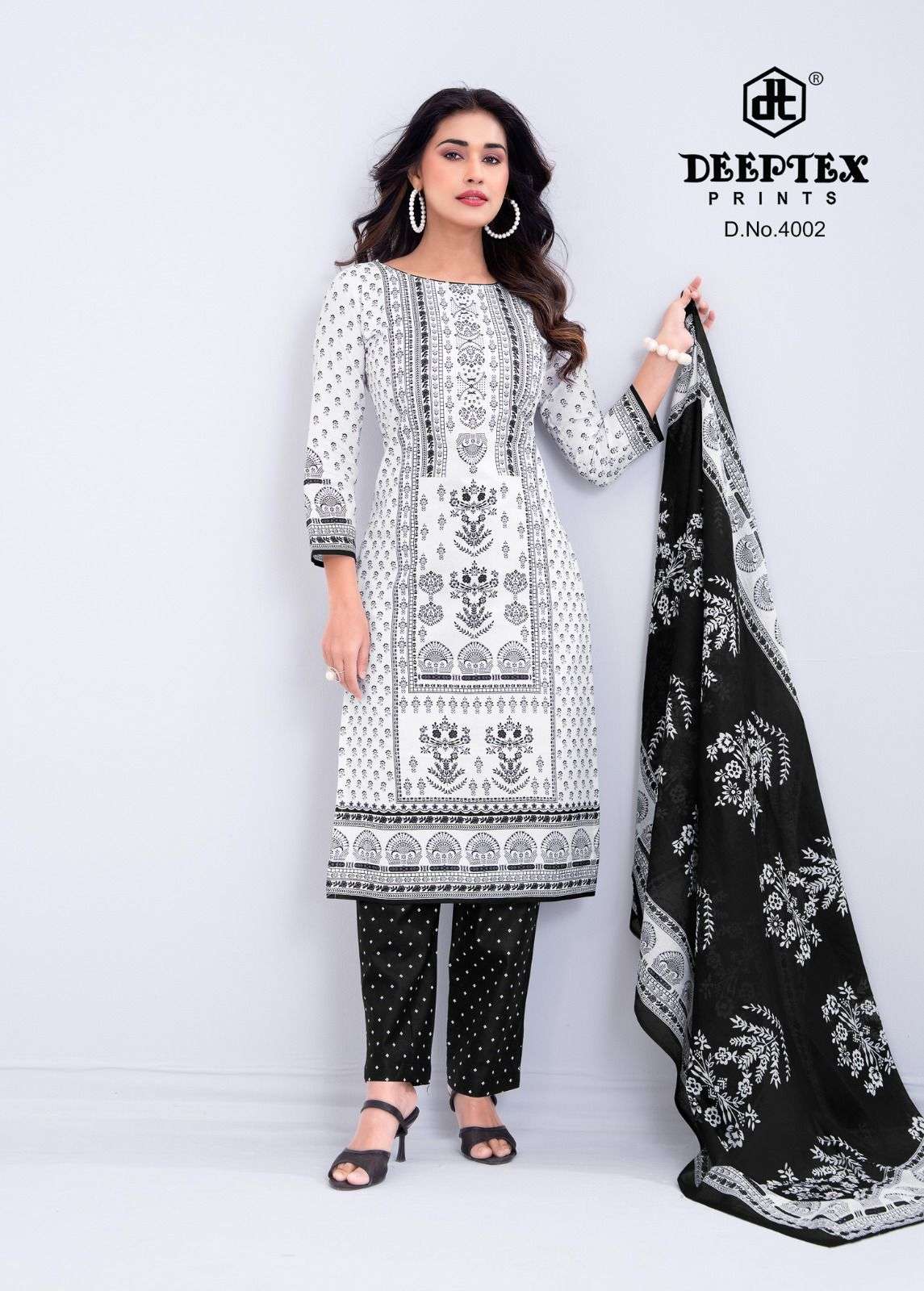 Deeptex Aaliza Black And White Vol 4 Pure Cotton Dress Material - Amrah Wholesale
