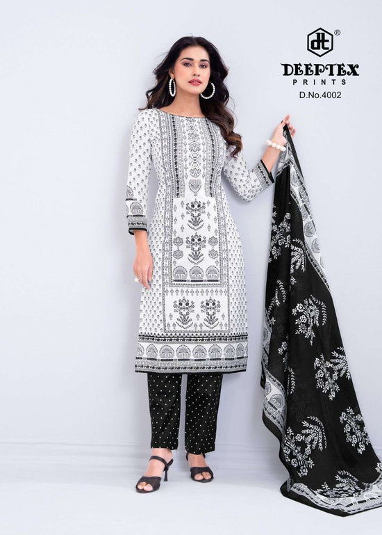 Deeptex Aaliza Black And White Vol 4 Pure Cotton Dress Material - Amrah Wholesale