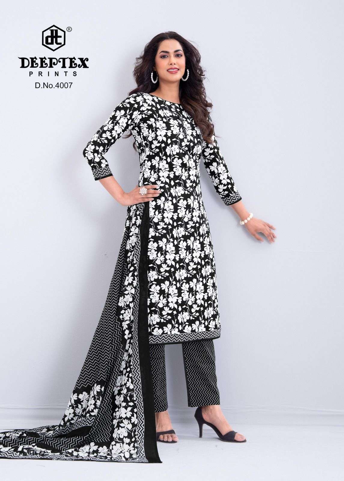 Deeptex Aaliza Black And White Vol 4 Pure Cotton Dress Material - Amrah Wholesale