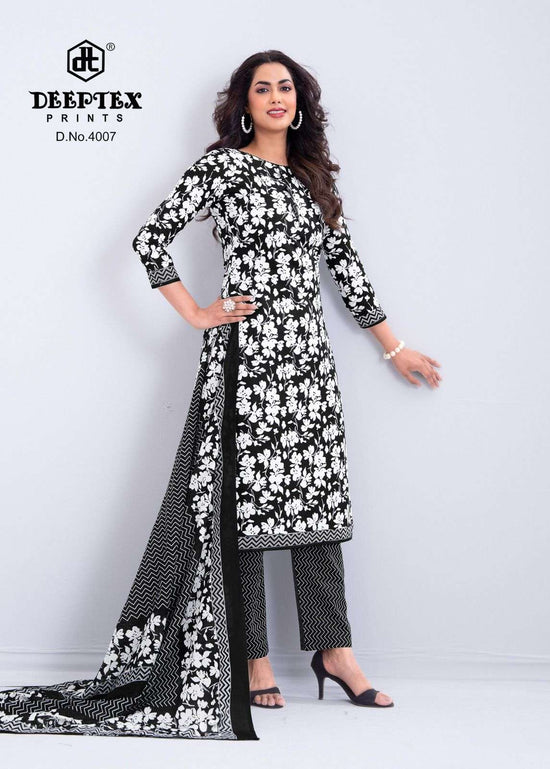 Deeptex Aaliza Black And White Vol 4 Pure Cotton Dress Material - Amrah Wholesale