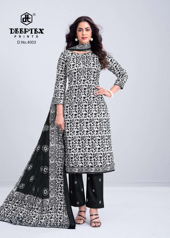 Deeptex Aaliza Black And White Vol 4 Pure Cotton Dress Material - Amrah Wholesale