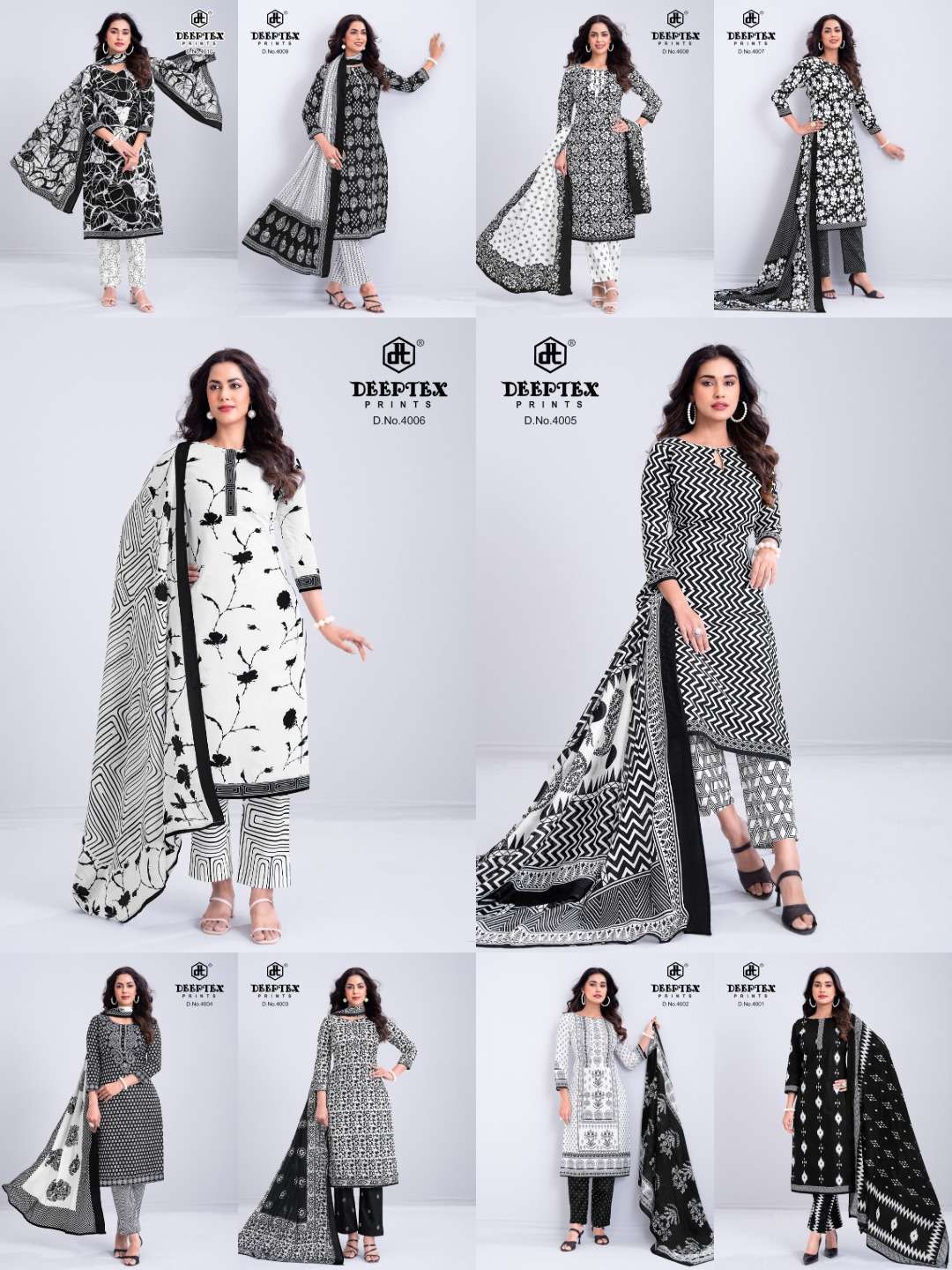 Deeptex Aaliza Black And White Vol 4 Pure Cotton Dress Material - Amrah Wholesale