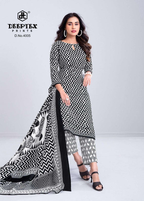 Deeptex Aaliza Black And White Vol 4 Pure Cotton Dress Material - Amrah Wholesale