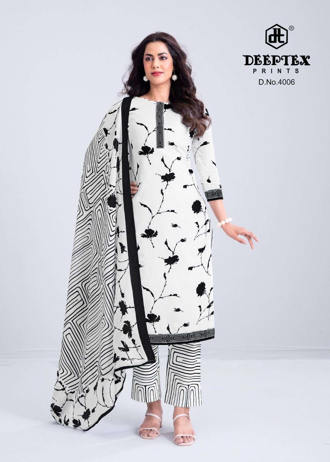 Deeptex Aaliza Black And White Vol 4 Pure Cotton Dress Material - Amrah Wholesale