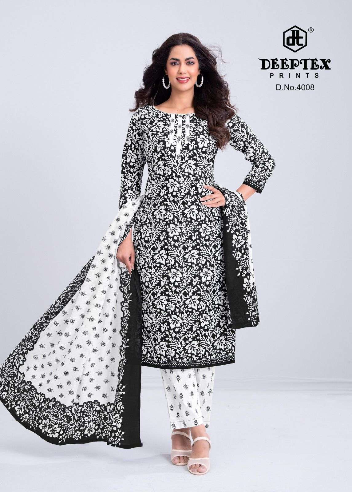 Deeptex Aaliza Black And White Vol 4 Pure Cotton Dress Material - Amrah Wholesale