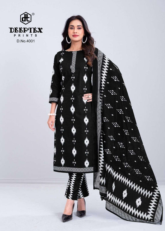 Deeptex Aaliza Black And White Vol 4 Pure Cotton Dress Material - Amrah Wholesale
