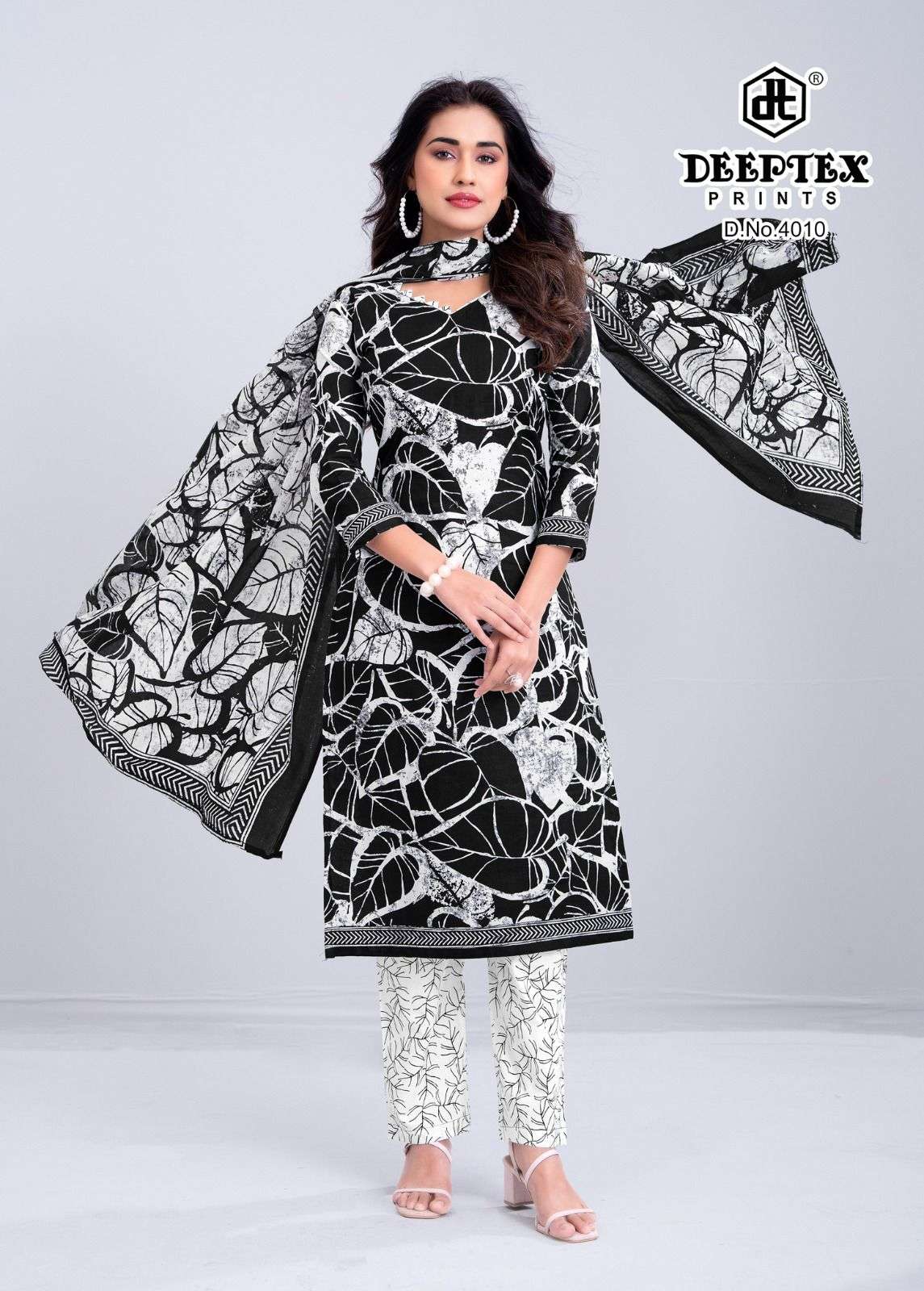Deeptex Aaliza Black And White Vol 4 Pure Cotton Dress Material - Amrah Wholesale