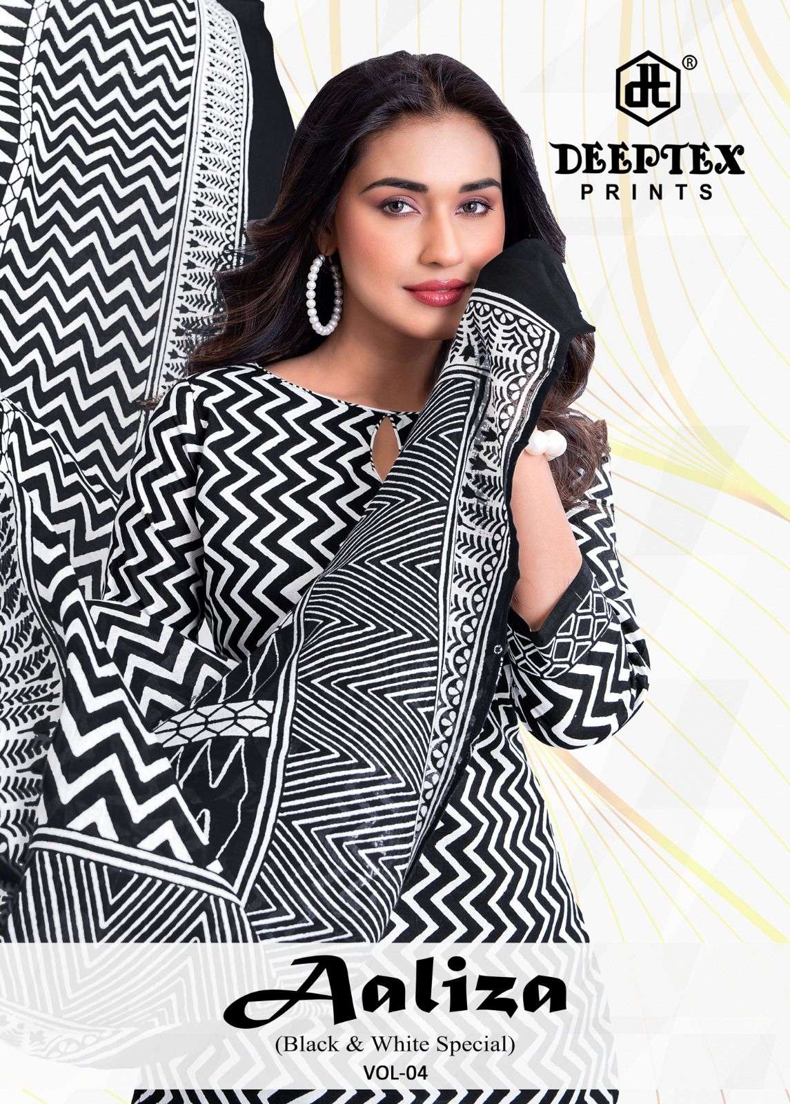Deeptex Aaliza Black And White Vol 4 Pure Cotton Dress Material - Amrah Wholesale