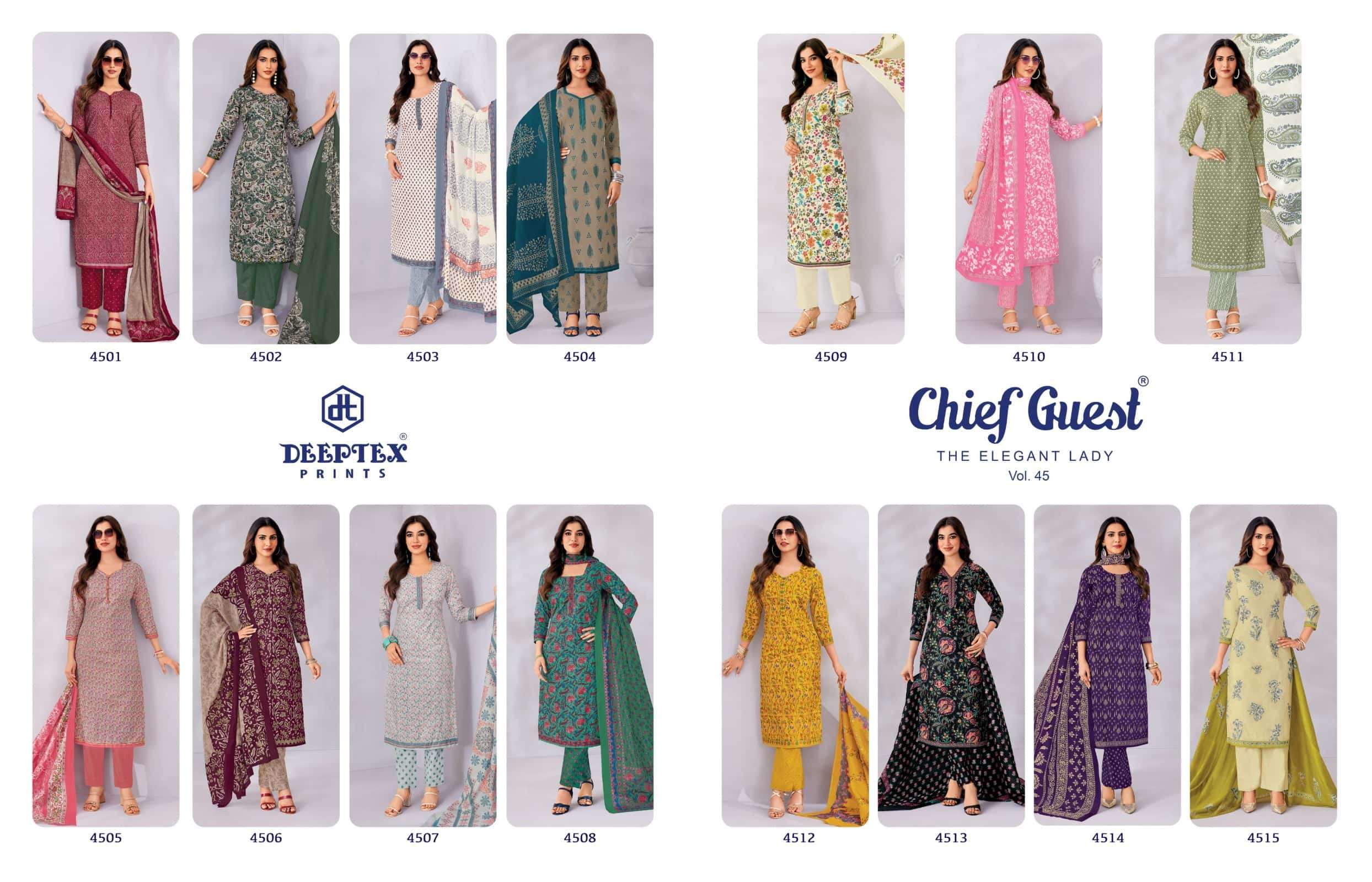 Deeptex Chief Guest Vol 45 Heavy Cotton Dress Material