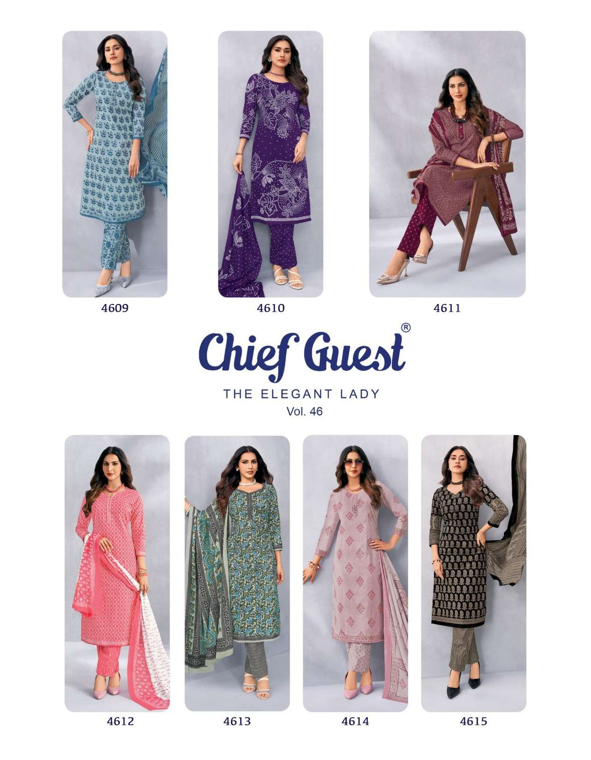 Deeptex Chief Guest Vol-46 Cotton Printed Unstitched Salwar Suits