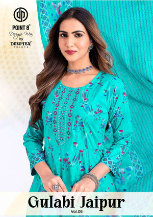 Deeptex Gulabi Jaipur Vol 6 Cotton Anarkali Top Bottom Dupatta Set - Amrah Wholesale