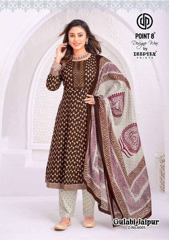 Deeptex Gulabi Jaipur Vol 6 Cotton Anarkali Top Bottom Dupatta Set - Amrah Wholesale