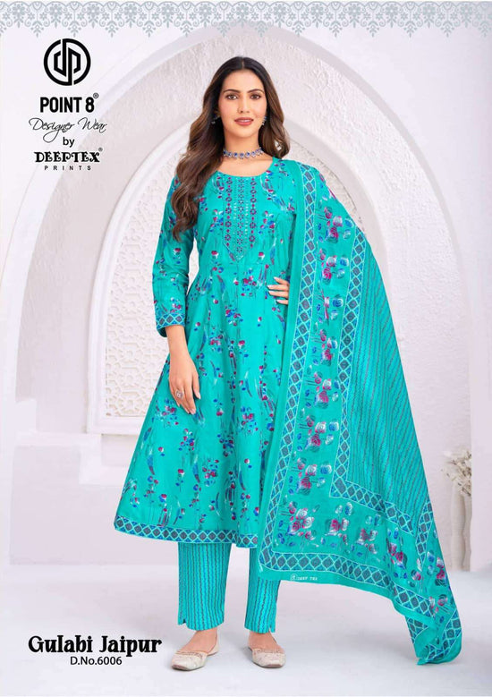 Deeptex Gulabi Jaipur Vol 6 Cotton Anarkali Top Bottom Dupatta Set - Amrah Wholesale