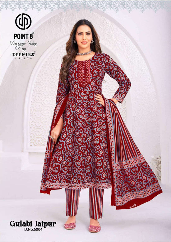 Deeptex Gulabi Jaipur Vol 6 Cotton Anarkali Top Bottom Dupatta Set - Amrah Wholesale