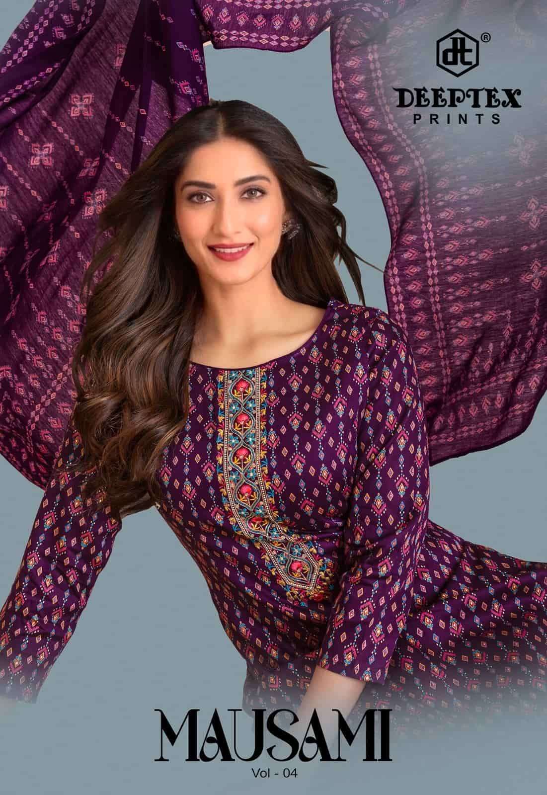 Deeptex Mausami Vol 4 Heavy Jam Satin Dress Material