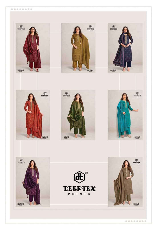 Deeptex Mausami Vol 4 Heavy Jam Satin Dress Material