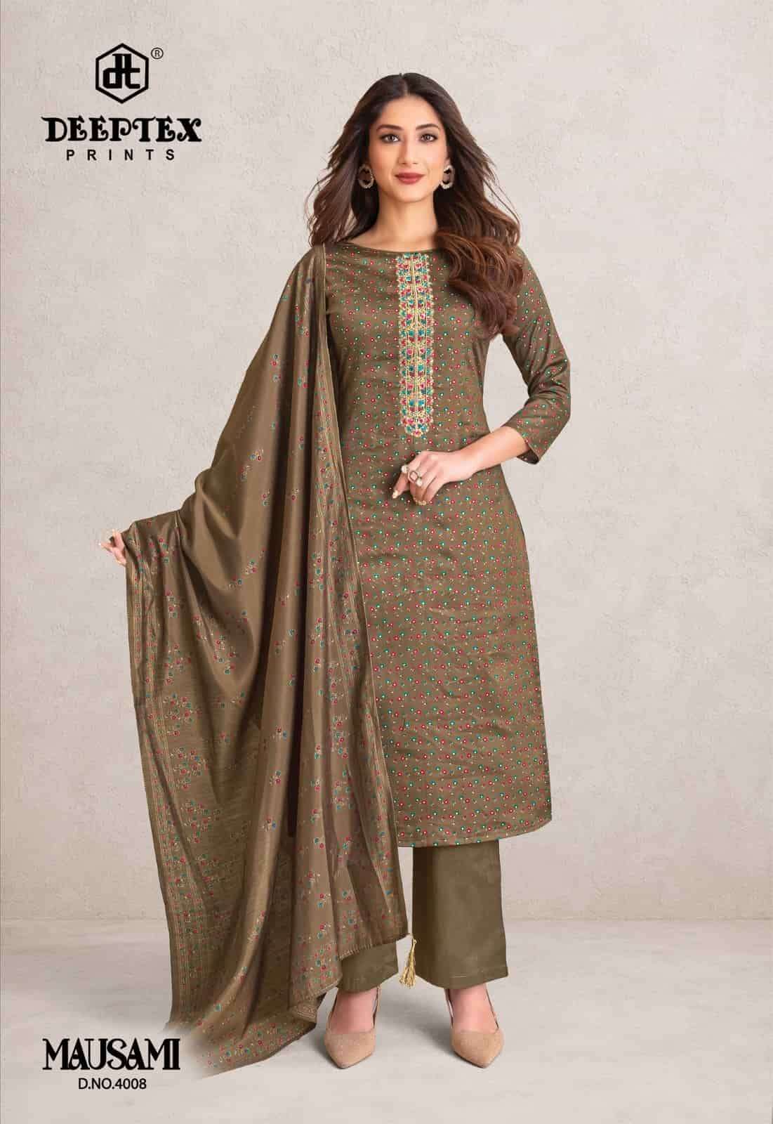 Deeptex Mausami Vol 4 Heavy Jam Satin Dress Material