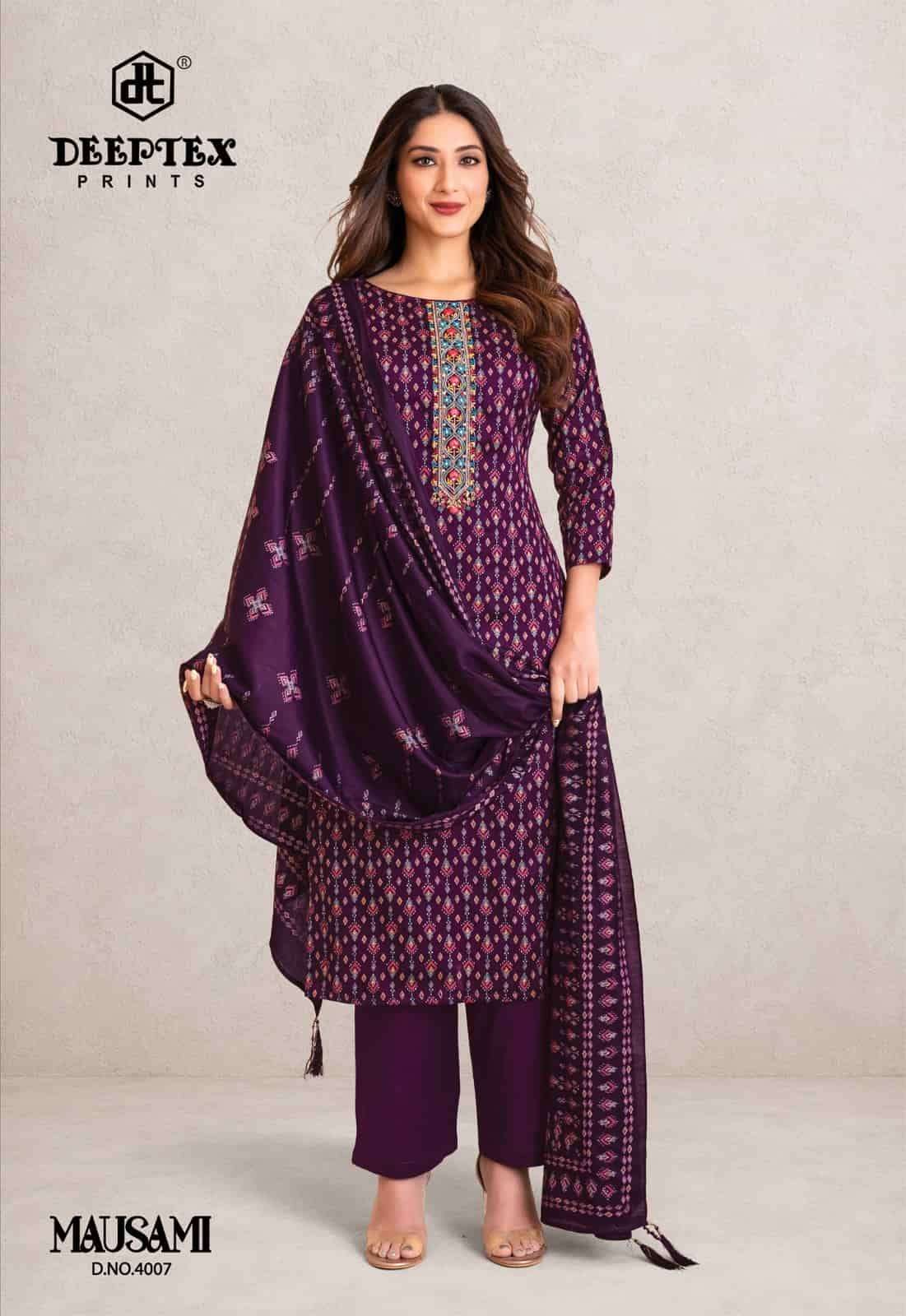 Deeptex Mausami Vol 4 Heavy Jam Satin Dress Material