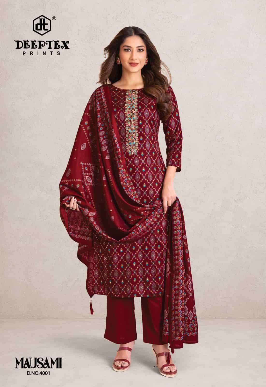 Deeptex Mausami Vol 4 Heavy Jam Satin Dress Material