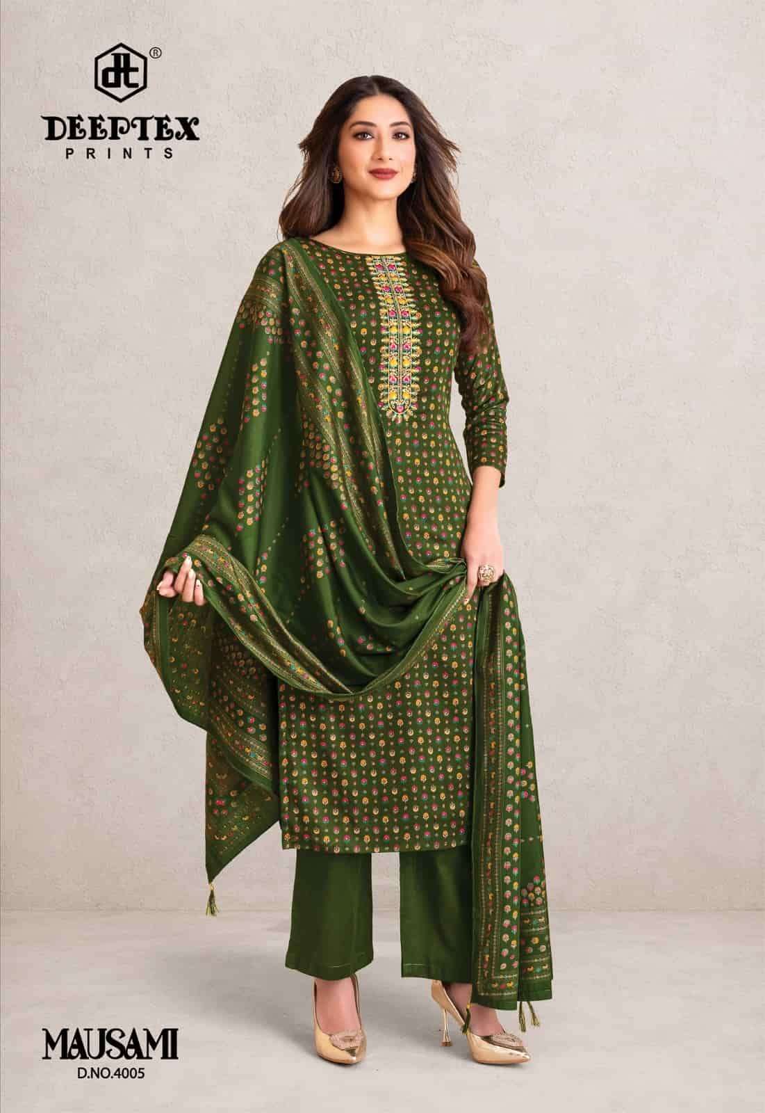 Deeptex Mausami Vol 4 Heavy Jam Satin Dress Material