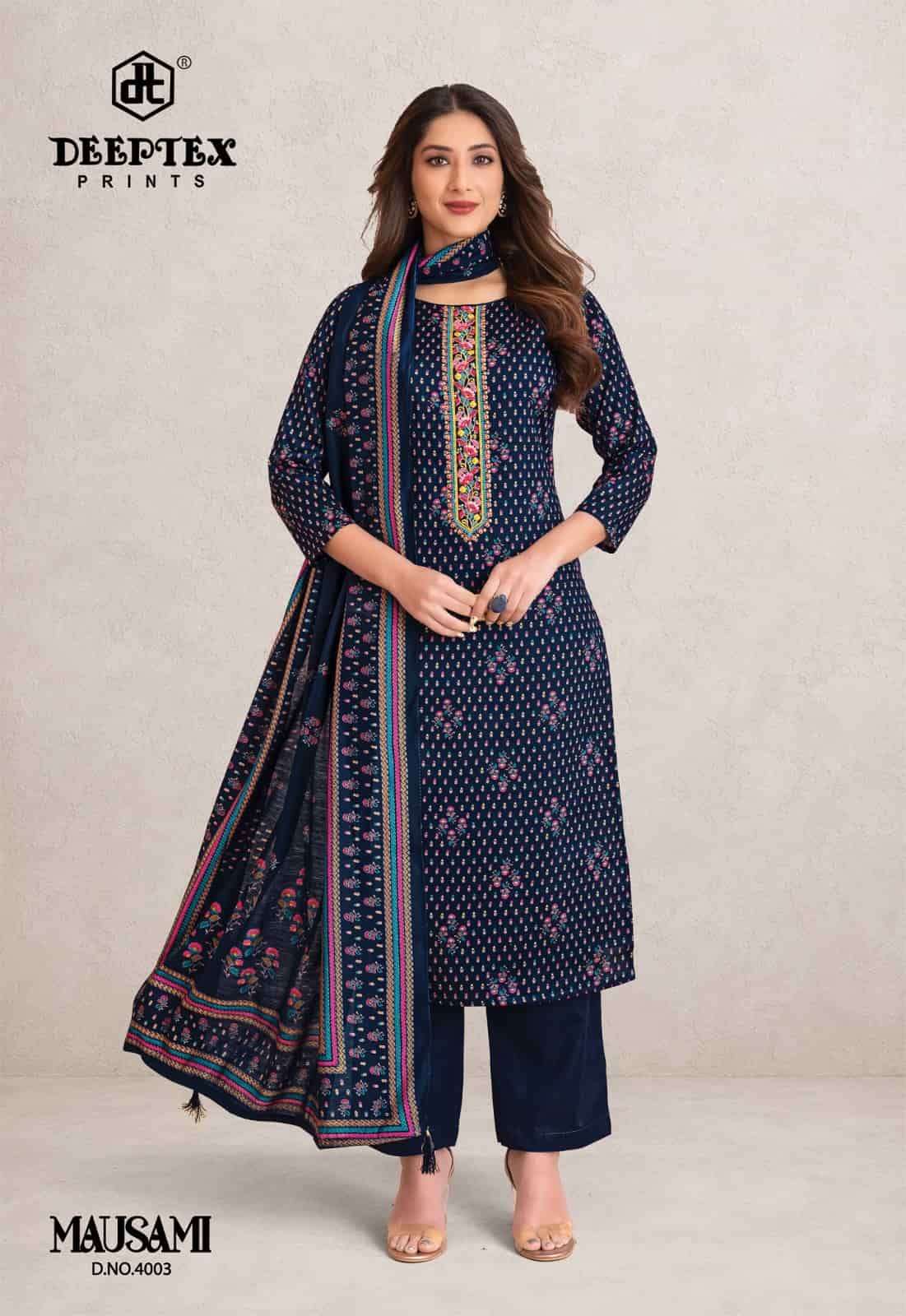 Deeptex Mausami Vol 4 Heavy Jam Satin Dress Material