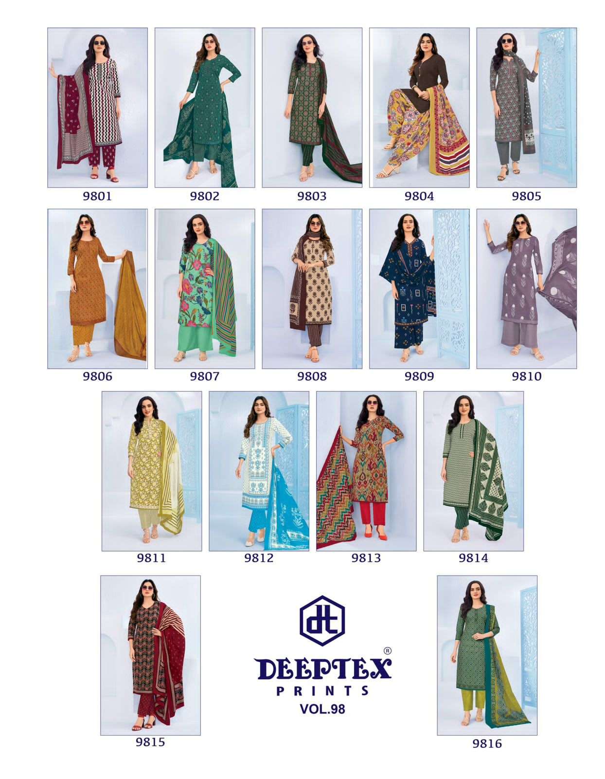 Deeptex Miss India Vol 98 Printed Cotton Dress Material