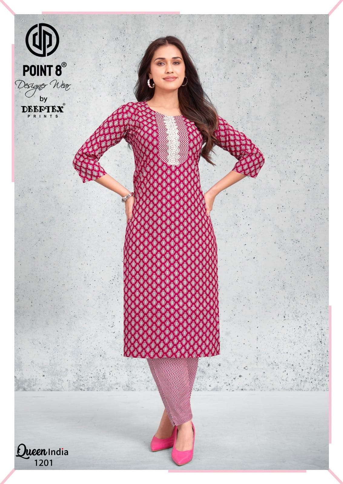 Deeptex Queen India Vol 12 Cotton Stitched Kurti Bottom Set