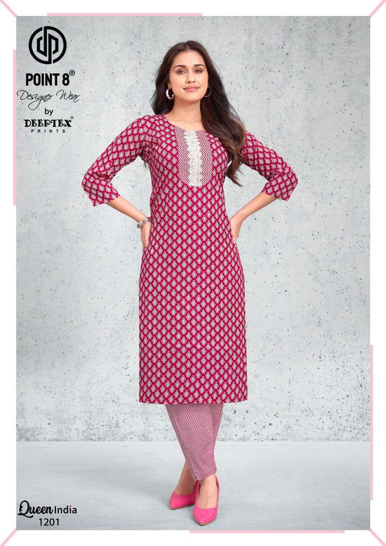 Deeptex Queen India Vol 12 Cotton Stitched Kurti Bottom Set
