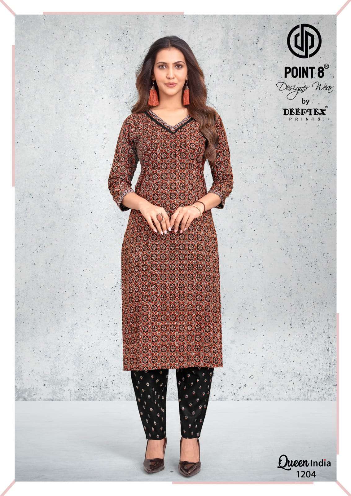 Deeptex Queen India Vol 12 Cotton Stitched Kurti Bottom Set