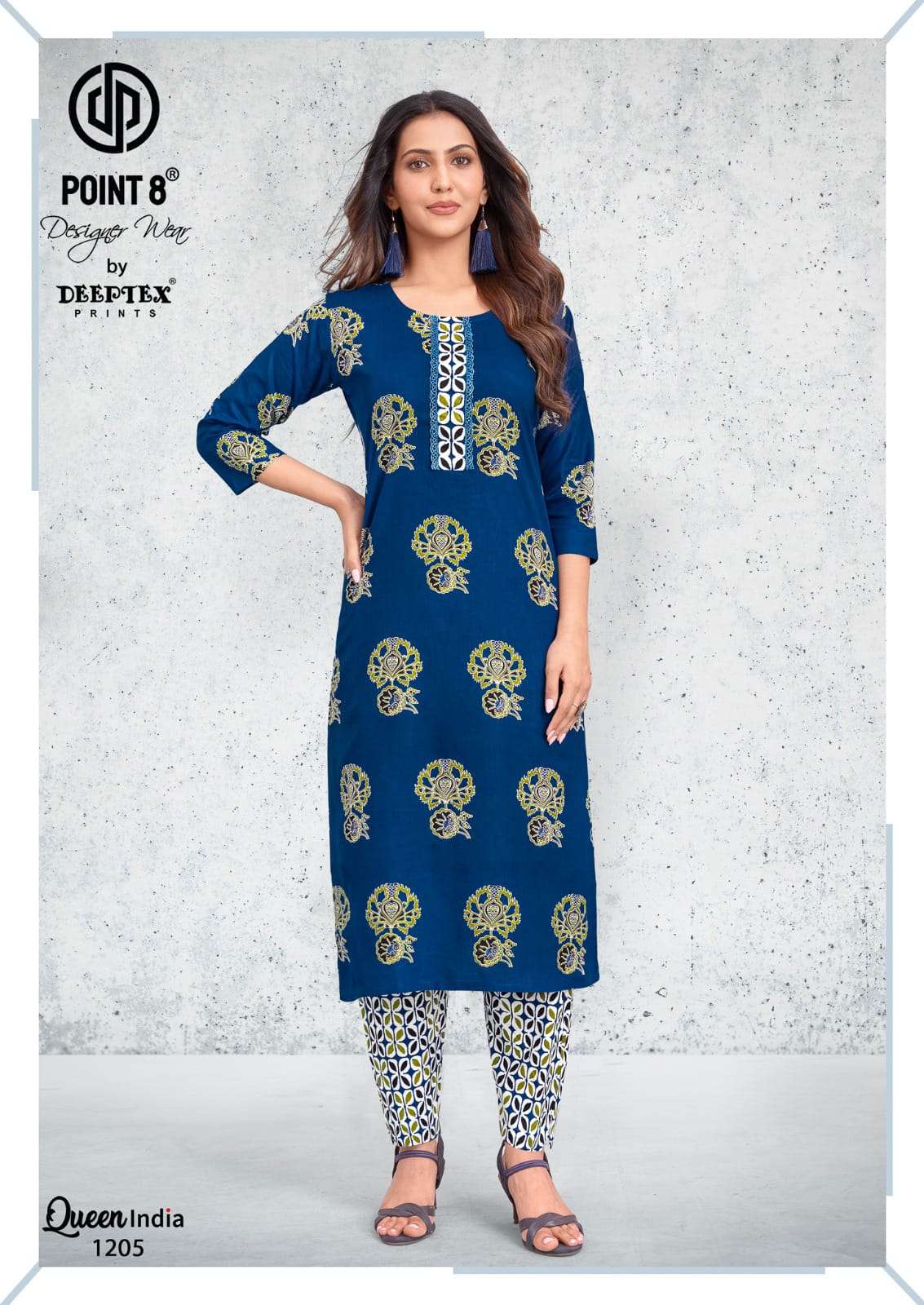 Deeptex Queen India Vol 12 Cotton Stitched Kurti Bottom Set