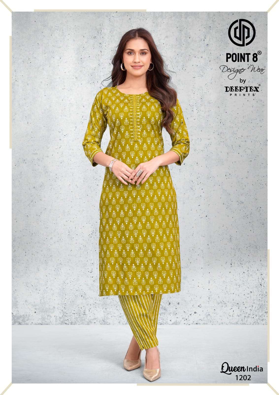 Deeptex Queen India Vol 12 Cotton Stitched Kurti Bottom Set