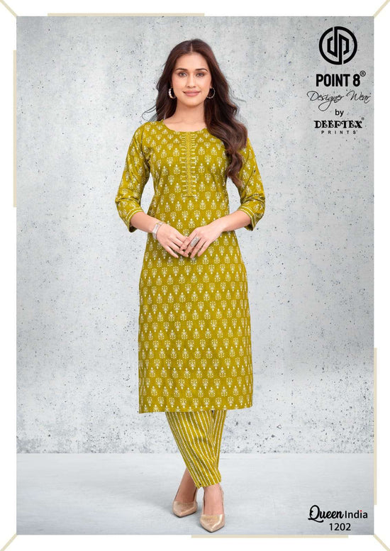 Deeptex Queen India Vol 12 Cotton Stitched Kurti Bottom Set