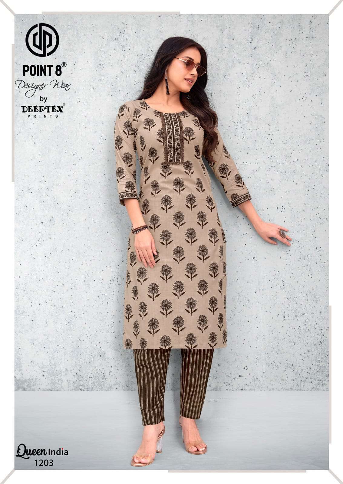 Deeptex Queen India Vol 12 Cotton Stitched Kurti Bottom Set