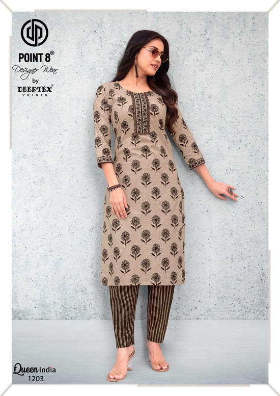 Deeptex Queen India Vol 12 Cotton Stitched Kurti Bottom Set