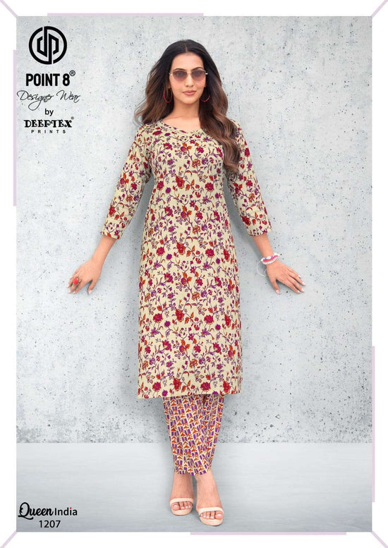 Deeptex Queen India Vol 12 Cotton Stitched Kurti Bottom Set
