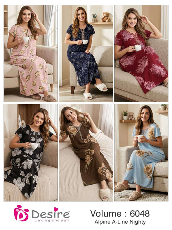 Desire Vol 6048 Pure Apline A-Line Ladies Nighty Wholesale - Amrah Wholesale