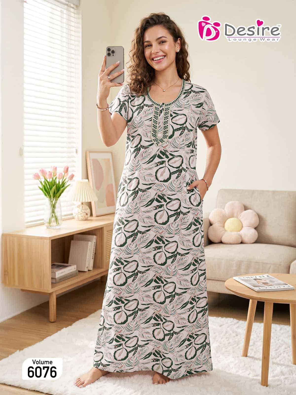 Desire Vol 6076 Stitched Long Nighty Wholesale - Amrah Wholesale