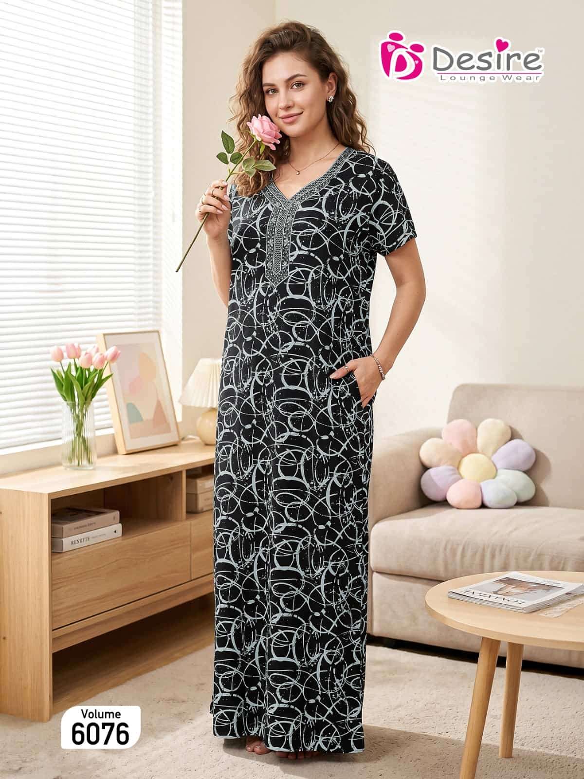 Desire Vol 6076 Stitched Long Nighty Wholesale - Amrah Wholesale
