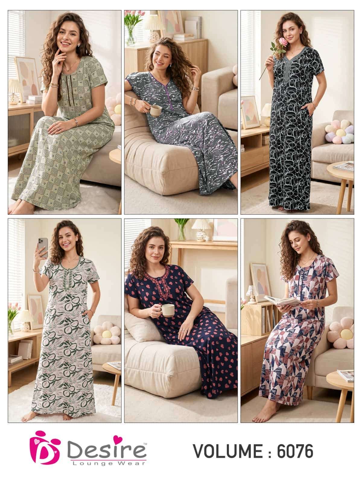 Desire Vol 6076 Stitched Long Nighty Wholesale - Amrah Wholesale