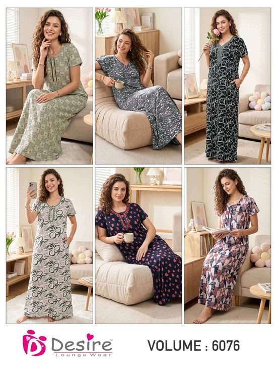 Desire Vol 6076 Stitched Long Nighty Wholesale - Amrah Wholesale