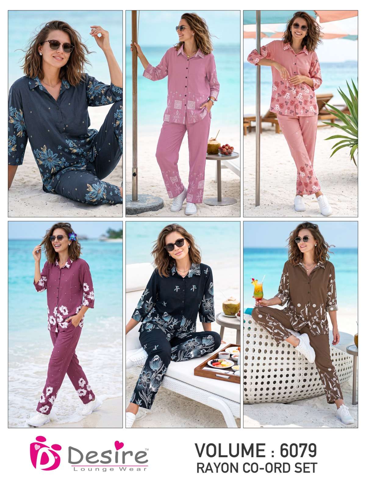 Desire Vol 6079 Premium Rayon Shirt Style Co-Ord Set - Amrah Wholesale