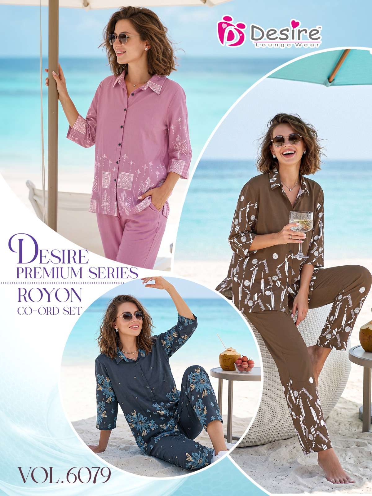 Desire Vol 6079 Premium Rayon Shirt Style Co-Ord Set - Amrah Wholesale