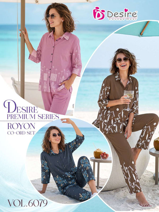 Desire Vol 6079 Premium Rayon Shirt Style Co-Ord Set - Amrah Wholesale