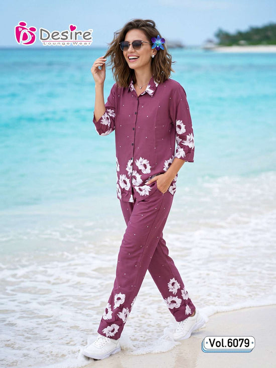 Desire Vol 6079 Premium Rayon Shirt Style Co-Ord Set - Amrah Wholesale